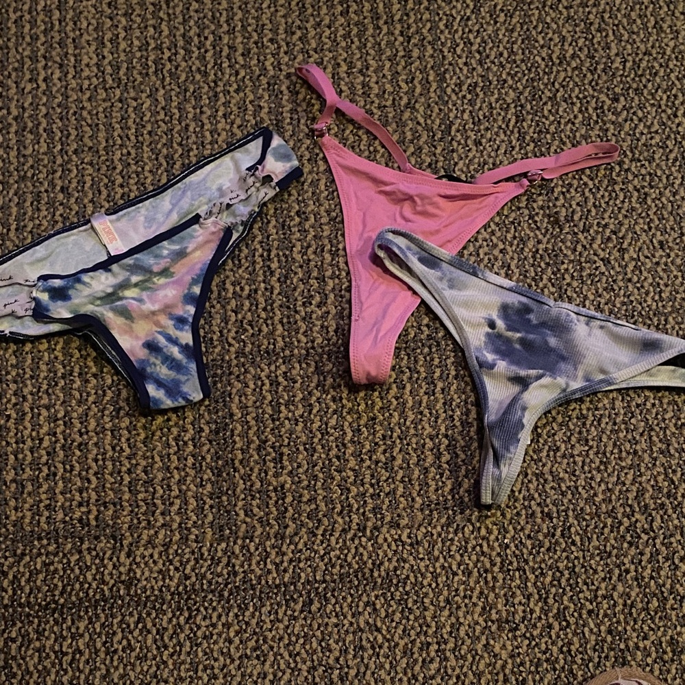 PINK Victoria's Secret Assorted Pink and Tie-Dye Thong Panties